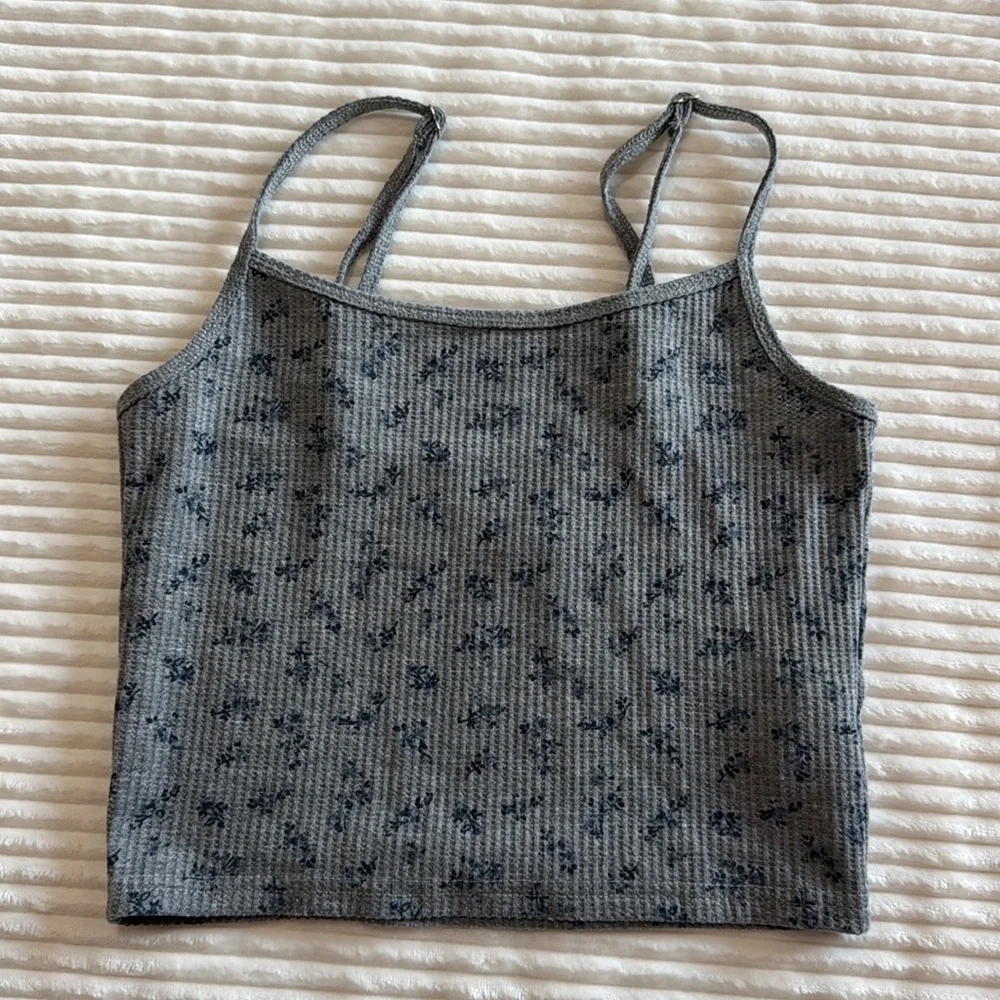 Edikted Set of 2 Spaghetti Strap Cropped Ribbed Tank Tops Floral Stripe Lace XS - Picture 8 of 14